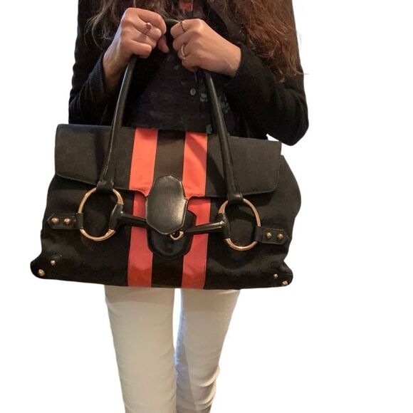 Gucci large horsebit pink and black tote - Picture 6 of 16
